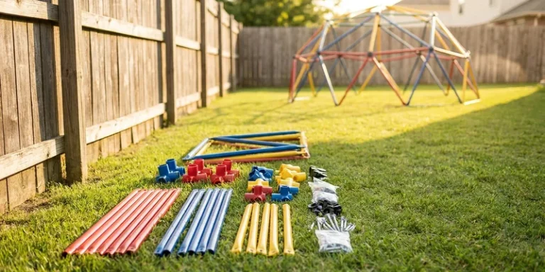 climbing dome replacement parts: kids climbing equipment in a backyard