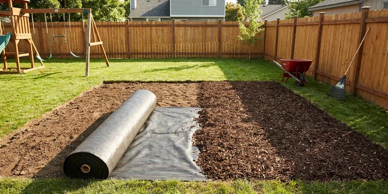 landscape fabric under playground mulch
