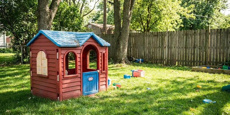 little tikes playhouse outdoor: charming kids playhouse on a lawn