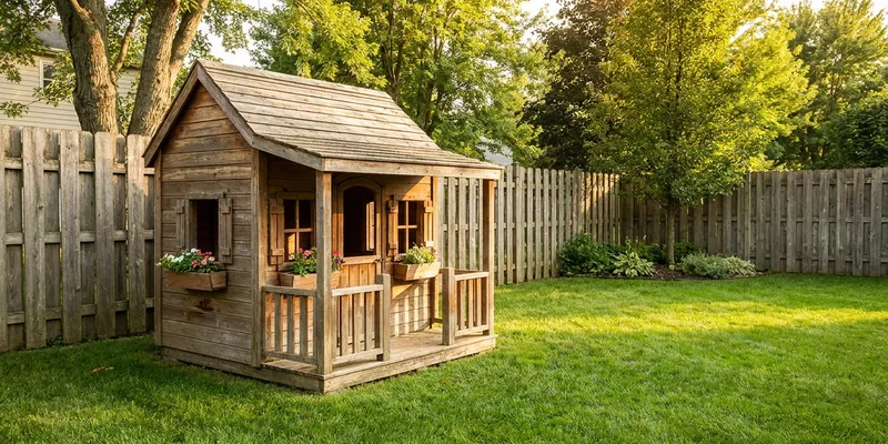 playhouse for backyard: charming kids playhouse on a lawn