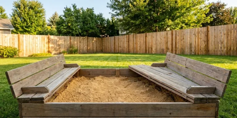 sandbox with cover and seats