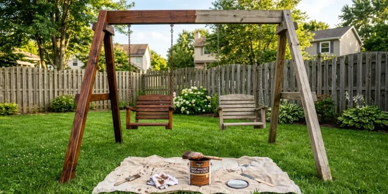 stain and seal swing set